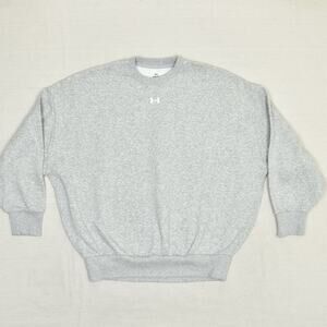 Under Armour Women's Pullover Sweatshirt Crew Neck Solid Cotton Gray Size S